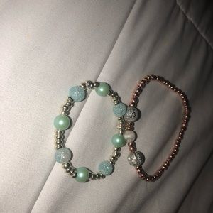 mommy daughter bracelets/anklets beaded blue/pink!